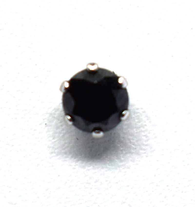 Σκουλαρίκια με μαύρη πέτρα από ζιργκόν (4mm) ERG 05-4