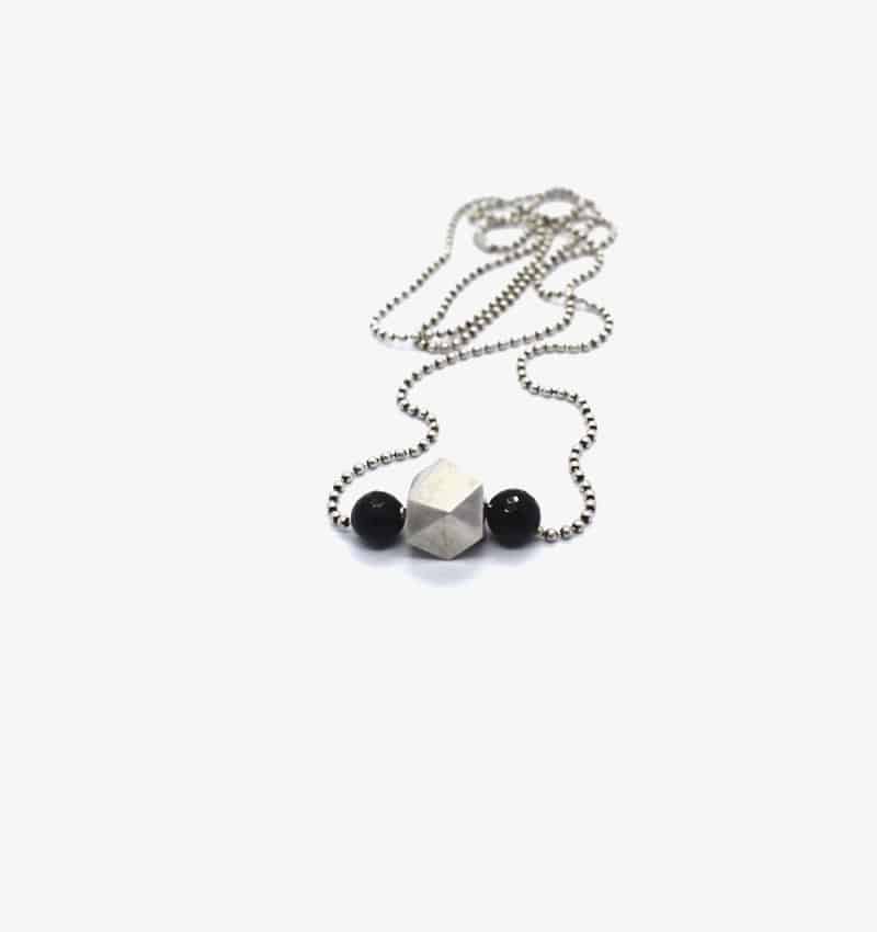 ανδρικό κολιέ από ασήμι & πέτρες black onyx manfistgr Ν0017Μ
