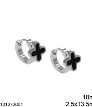 Σκουλαρίκια τύπου ''κρίκος'' ατσάλι (2,5Χ13,5mm) με σταυρό (10mm) 303101272.001