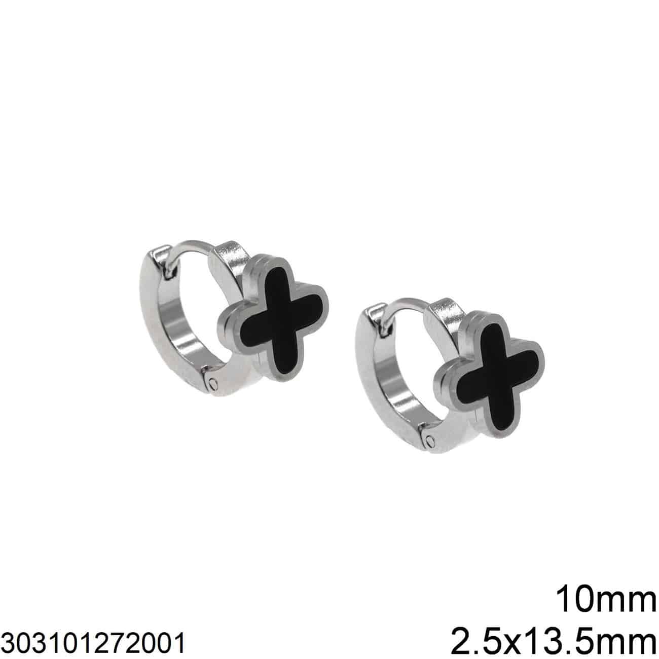 Σκουλαρίκια τύπου ''κρίκος'' ατσάλι (2,5Χ13,5mm) με σταυρό (10mm) 303101272.001
