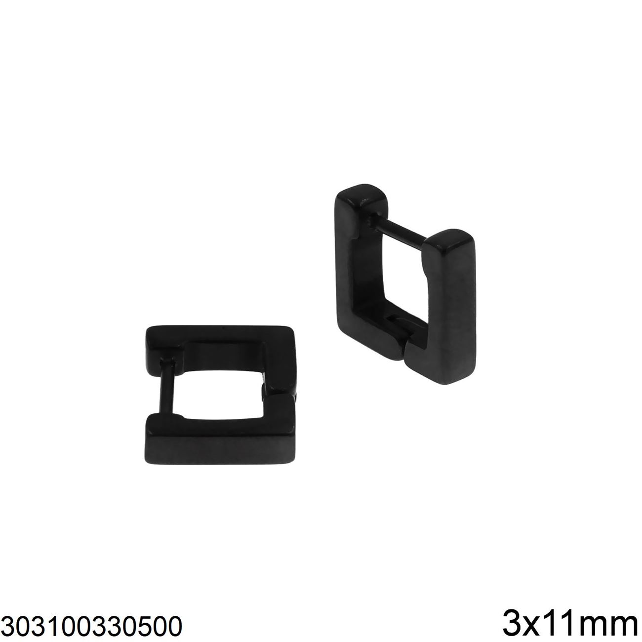 Σκουλαρίκια τύπου ''κρίκος'' τετράγωνο ατσάλι (3Χ11mm) 303100330.500