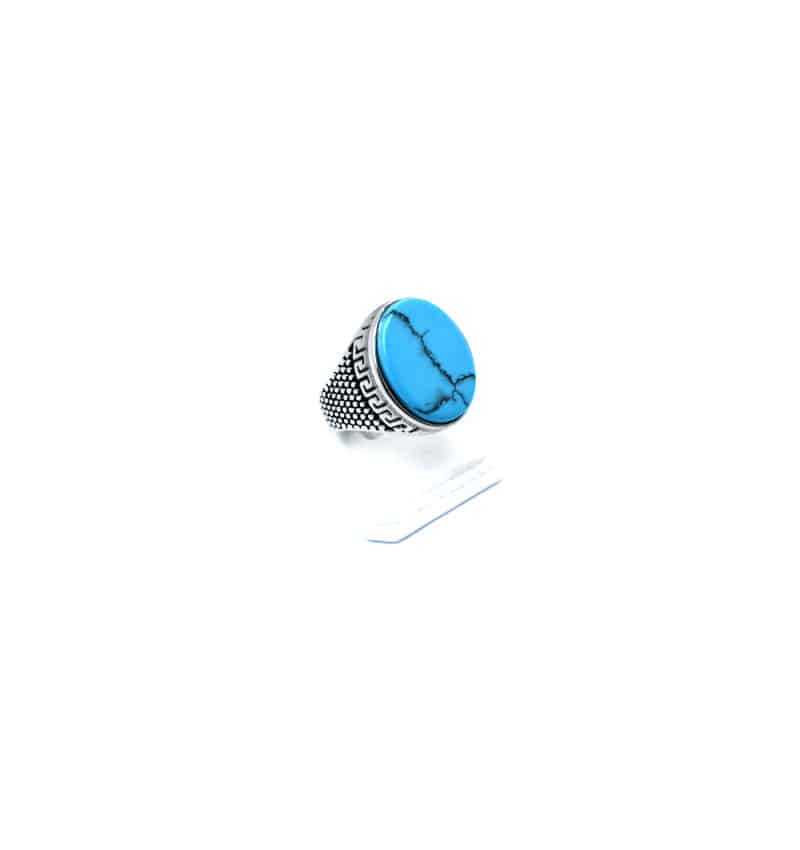 Ανδρικό δαχτυλίδι με γαλάζια πέτρα HR7076