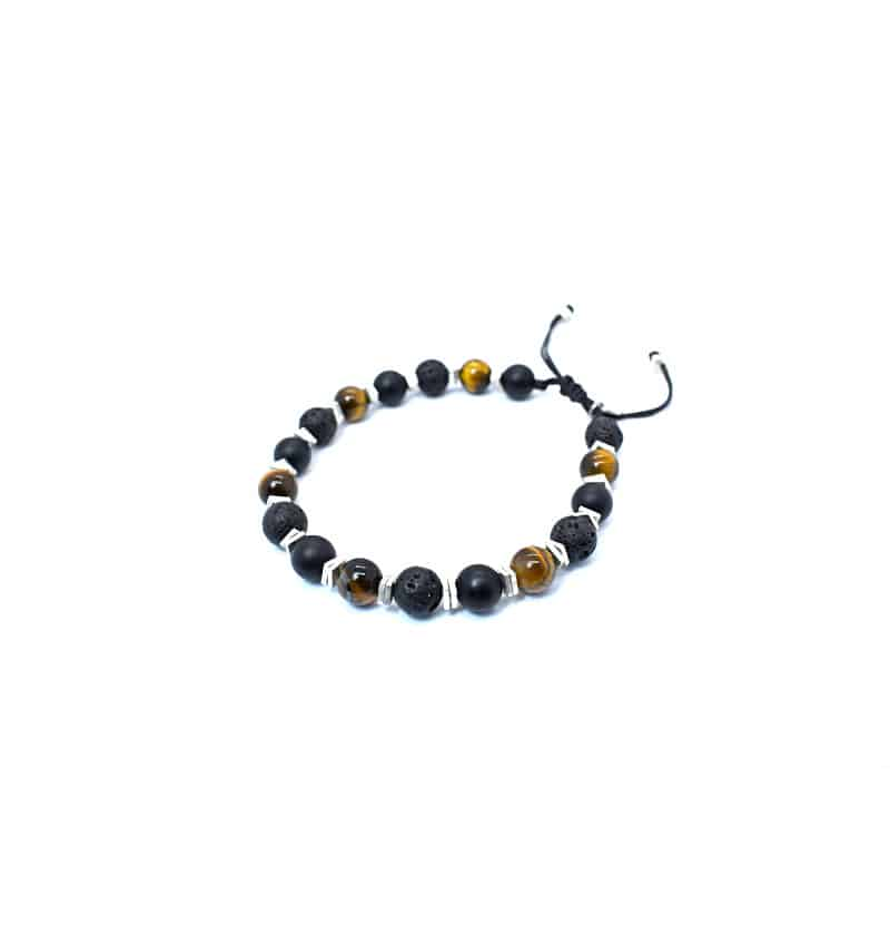 Βραχιόλι με πέτρες black onyx & lava & tiger eye B0128