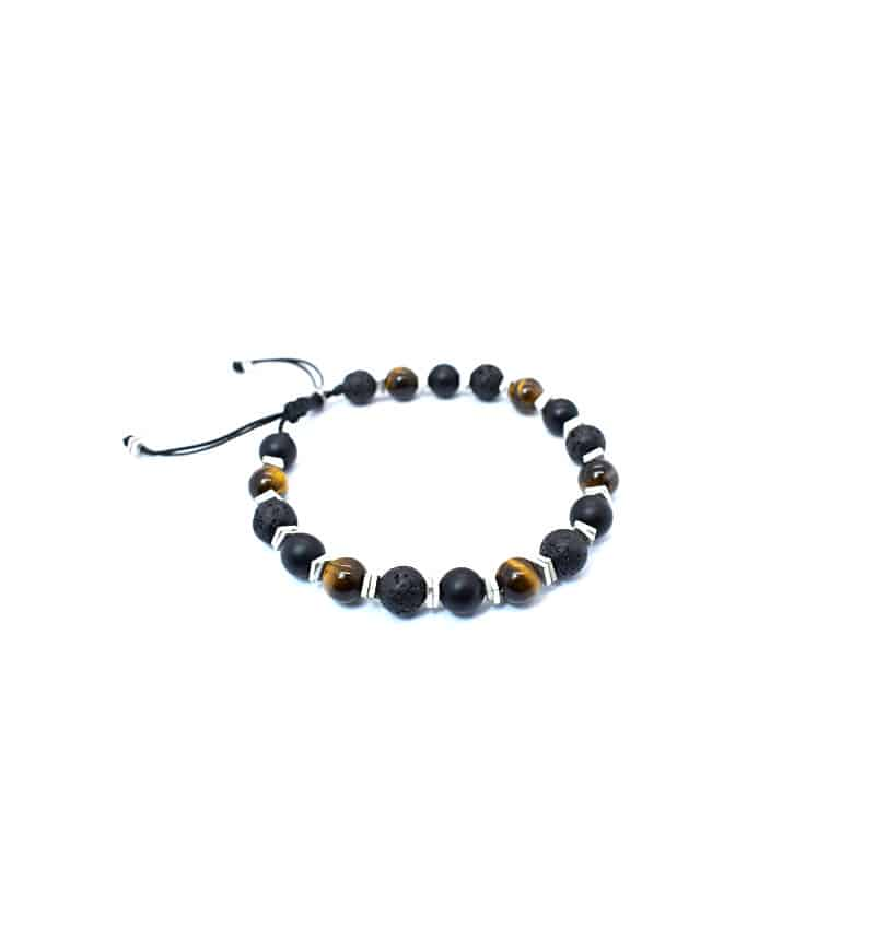 Βραχιόλι με πέτρες black onyx & lava & tiger eye B0128