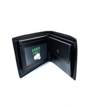 Ανδρικό μαύρο πορτοφόλι με ανάγλυφο σχέδιο όψης ερπετού PORT06