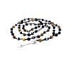 Ανδρικό κολιέ ''ροζάριο'' βέλος από ασήμι με πέτρες black onyx, picture jasper & agate tibet stripe N0050