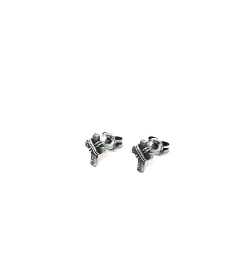 Ανδρικά σκουλαρίκια ''σταυρός'' (6mmX9mm) από ασήμι (925'') & ασημένιο (925'') κούμπωμα E00020M